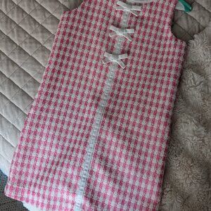 Lilly Pulitzer Girls Houndstooth Shift Dress – Size 12 – Pink & White Tweed w/Bo